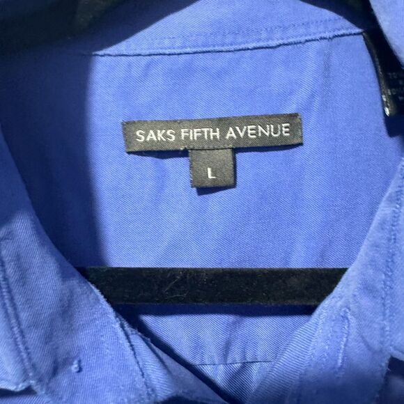 Saks Fifth Avenue‎ modal blend blue mens size large button down shirt - Picture 3 of 4